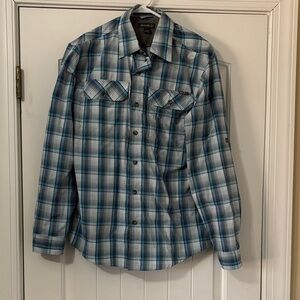 Eddie Bauer Blue and Gray Plaid Shirt
